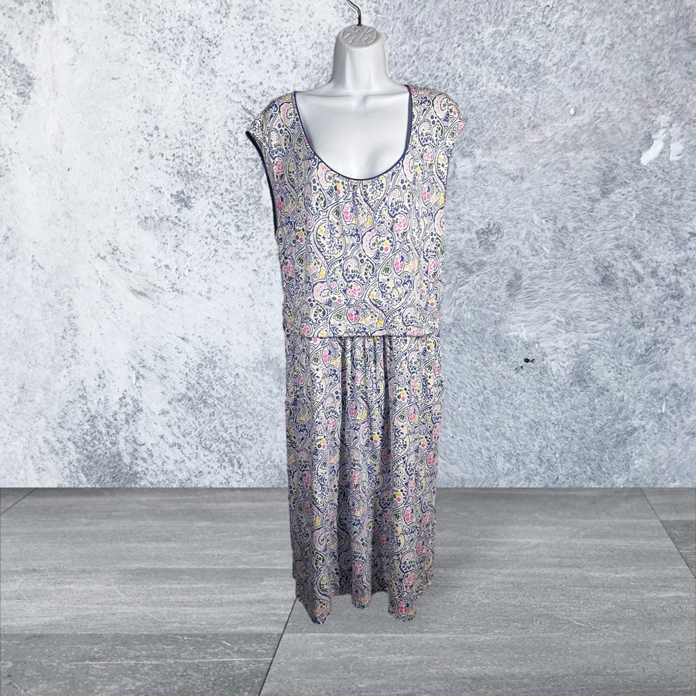 Boden Women’s Sz 16L Margot Dress Paisley Print Soft Jersey Scoop Neck Pockets
